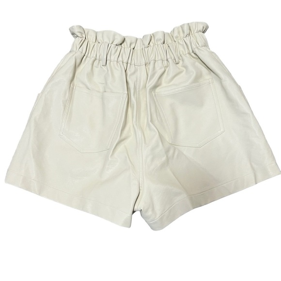 ASTR Petunia Faux Leather Shorts Paperbag High Waist Color Sand Size Medium - Picture 5 of 8